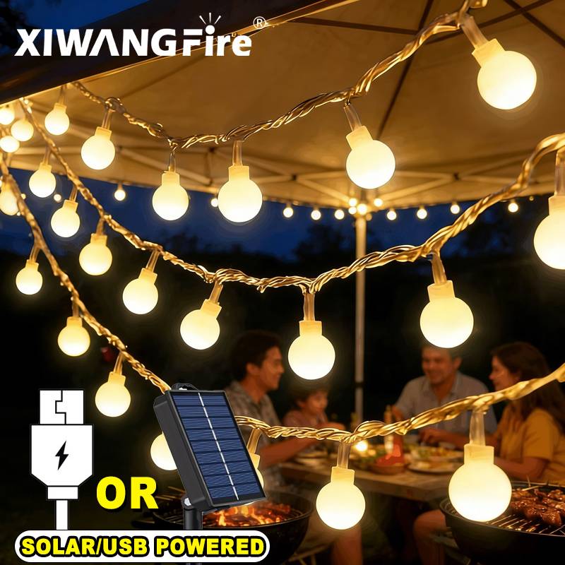 Lighting Decor For Room - 3-10M ソーラー/USB/バッテリー式ストリングライト、フェアリーグローブボールLED、防水屋外用、クリスマス、結婚式、庭、キャンプ、テントの装飾に