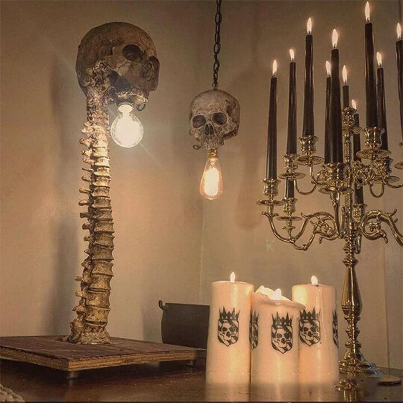 Lighting Decor Bedroom - クリエイティブな頭蓋骨の像のデスクランプ、ハロウィーンのホラー小道具、バーのパーティーの装飾、家、寝室、リビングルーム