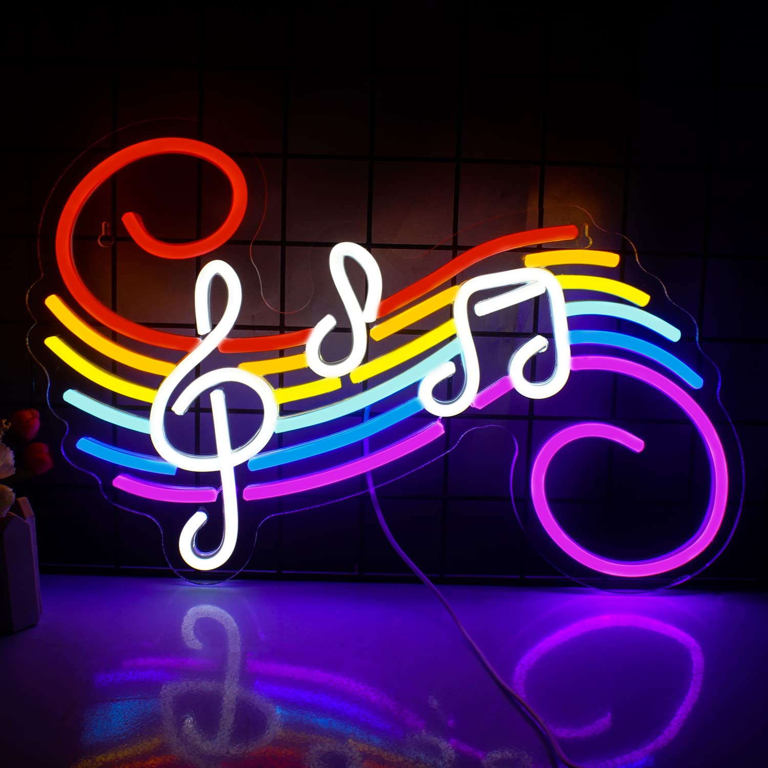 Lighting Decoration For Wedding - 音符ネオンサイン カスタマイズ可能 カラフルなト音記号 LEDネオンライト 壁飾り 音楽スタジオ