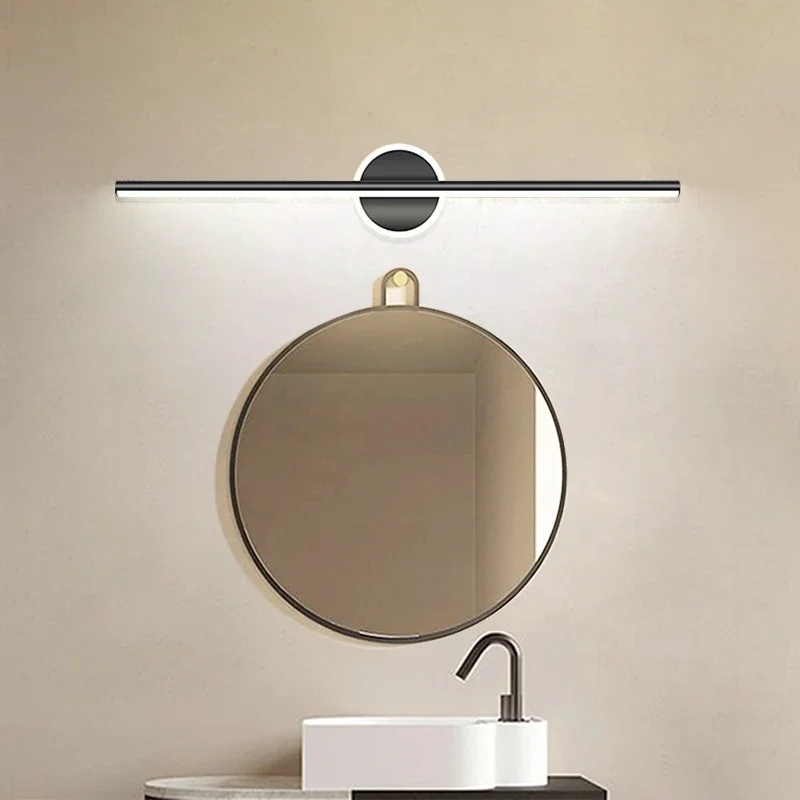 Foyer Lighting Wall Decor - 現代の LED ミラーランプ 40/55 センチメートルウォールライト浴室トイレブラックゴールドロングストリップ器具家の装飾 Led