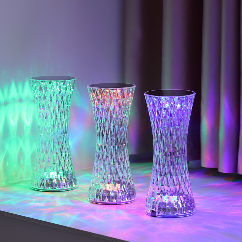 Lighting Decor For Room - クリスタルベッドサイドテーブルランプクリスマスアクリル装飾ナイトライト寝室ベッドサイドLED照明ギフトダイヤモンドデスクランプUSB充電式