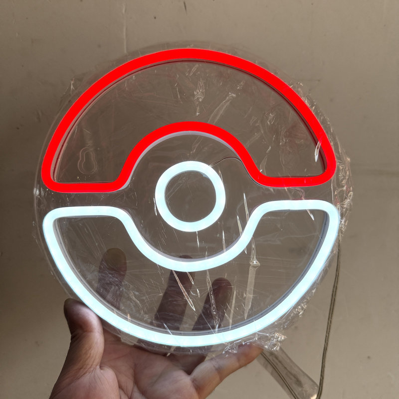 Lighting Decor For Diwali - 20×20cm アニメUSBクリエイティブ壁飾り雰囲気発光ポケモンボールネオンライトeスポーツルーム背景壁LED男の子ギフト