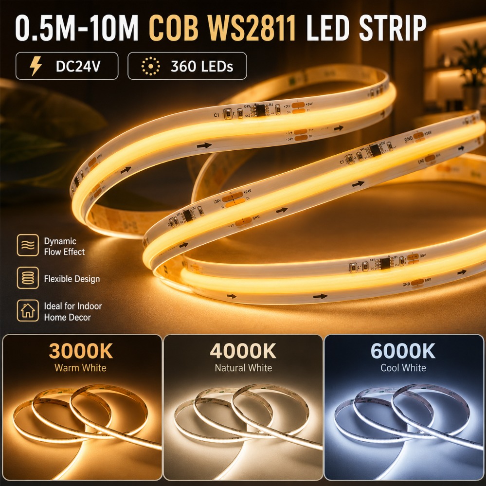 Decor Lighting Address - DC24V WS2811 COB LEDストリップ アドレス指定可能 0.5M-10M