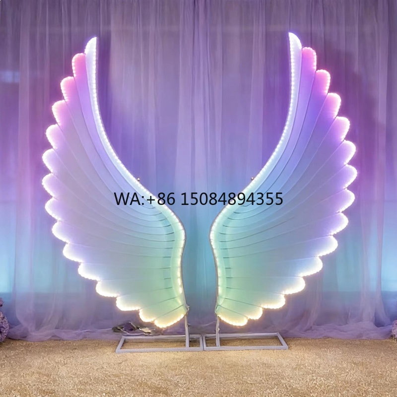 Lighting Decoration For Wedding - 光る天使の羽ライト小道具 カラフルファンタジーLEDウィングス 結婚式ステージ背景装飾 イベントパーティーデコレーション用