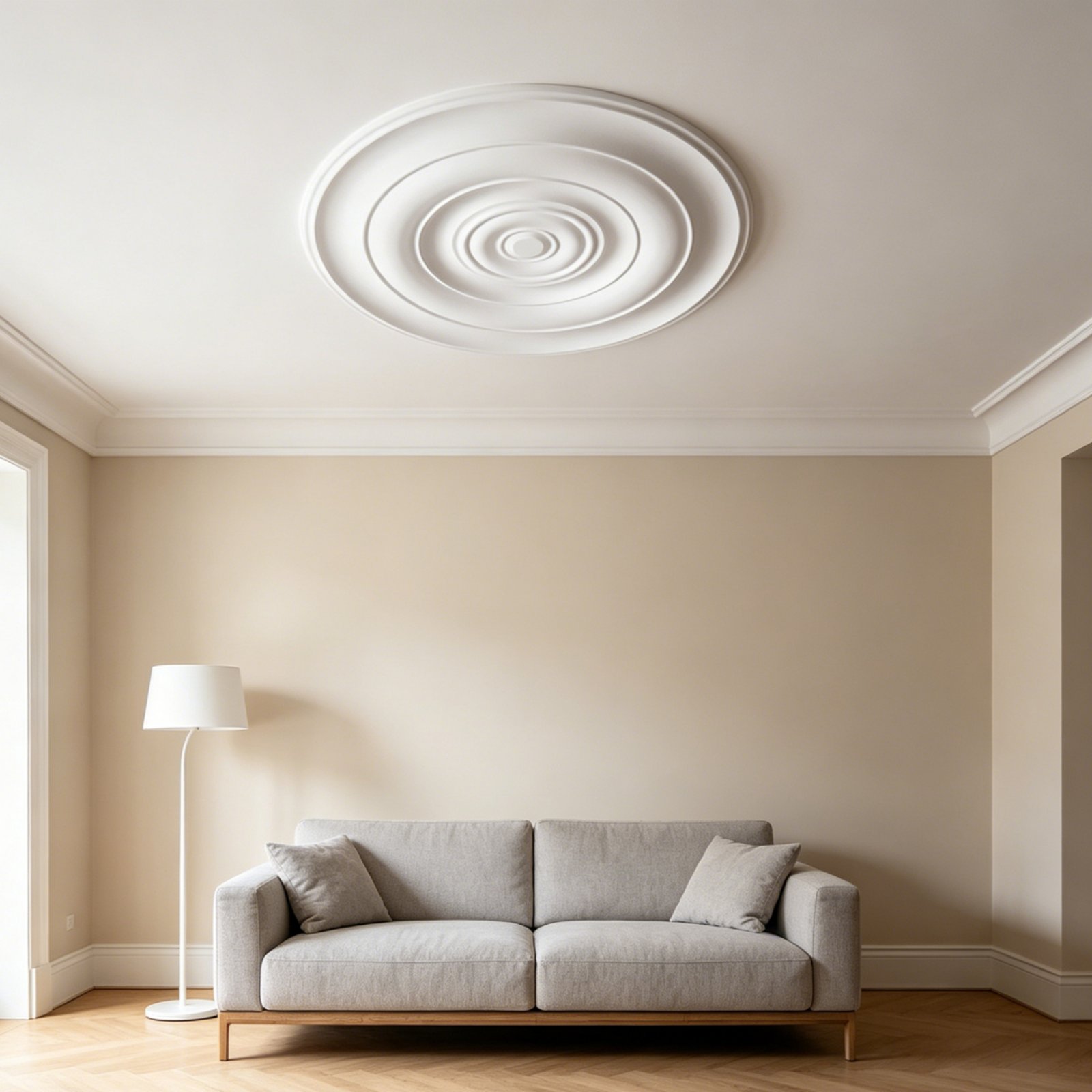 Lighting Decoration - ラウンド天井メダリオンヨーロッパデザインPU天井装飾照明器具カバープレート防湿インテリア装飾ポリッシュ仕上げ