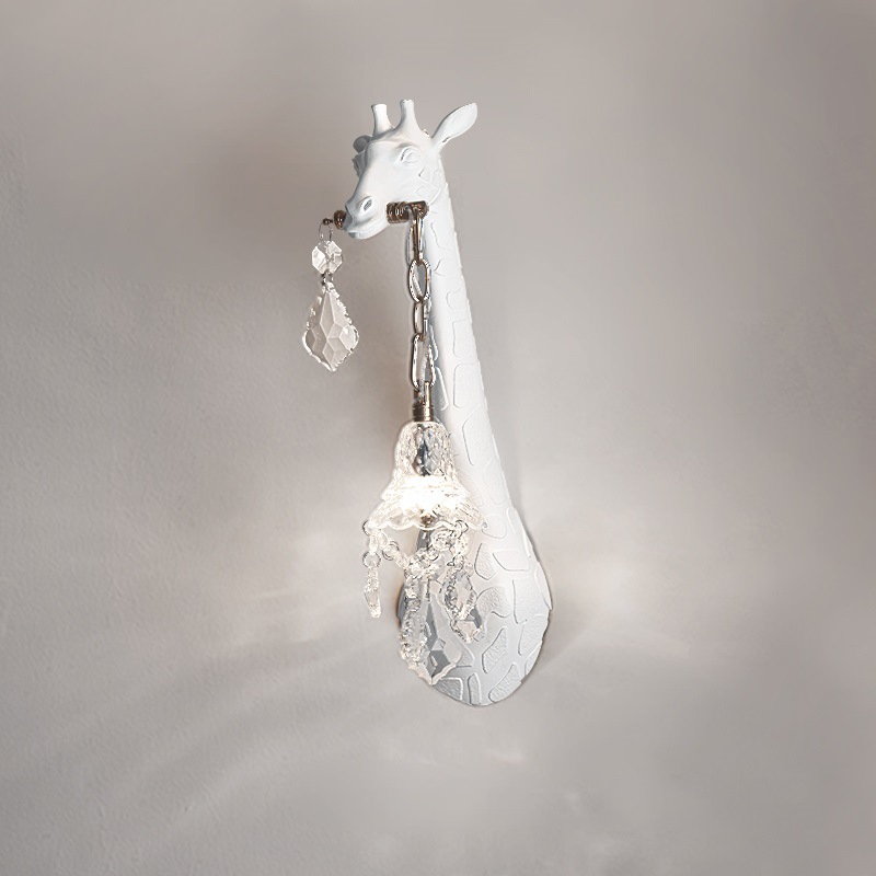 Foyer Lighting Wall Decor - モダンなクリエイティブなレジン製キリンLEDウォールランプ、寝室ベッドヘッド、書斎、廊下、リビングルームの装飾照明、G9電球、ホワイト照明本体