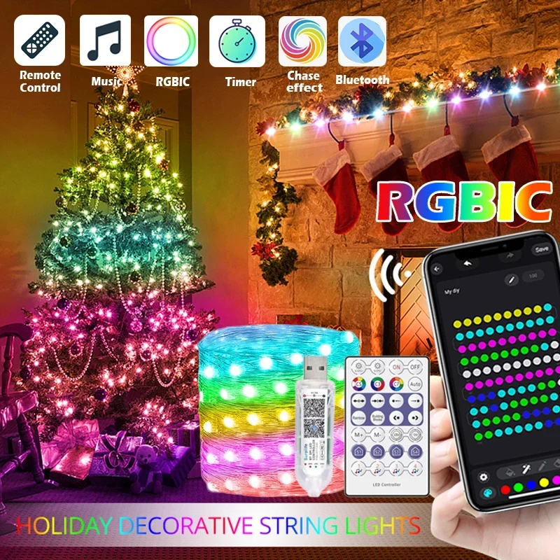 Decor Lighting Address - Dreamcolor-クリスマスライト,Bluetoothミュージック,ws2812b,rgb照明,取り外し可能,パーティー,結婚式,装飾,屋外,usb,dc,5v