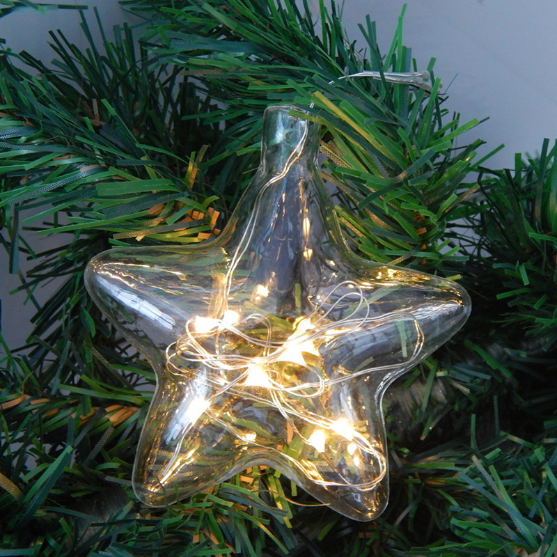 Pendant Lighting Christmas Decor - 8個/パック 8.5*9cm ライトシリーズ 星型ガラスペンダント クリスマスデコレーション 吊り下げ飾り