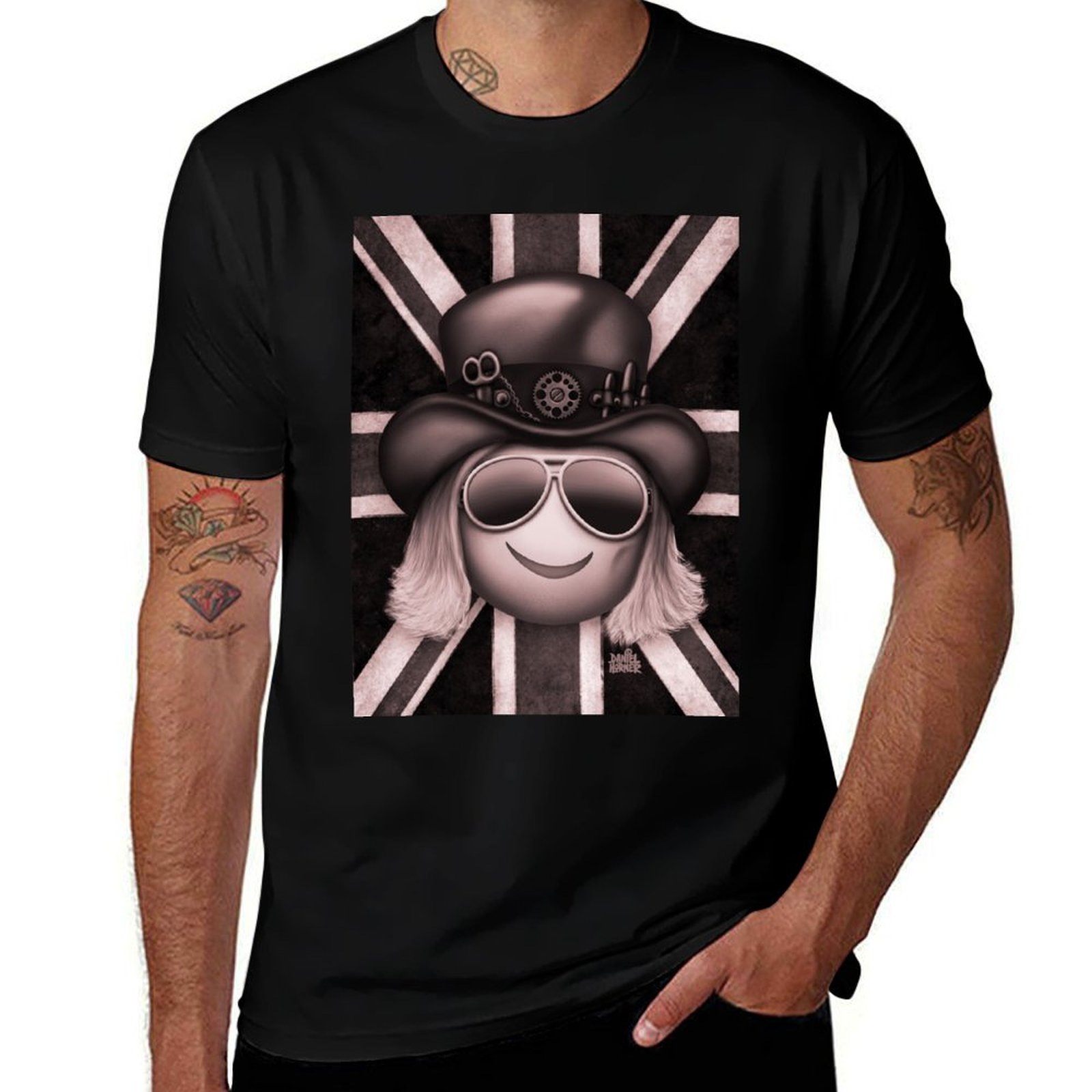 Union Lighting & Decor Montreal Quebec - Booji Extra - ユニオンジャック（モノクロ）Tシャツ カジュアルライトサマー半袖トップTシャツ
