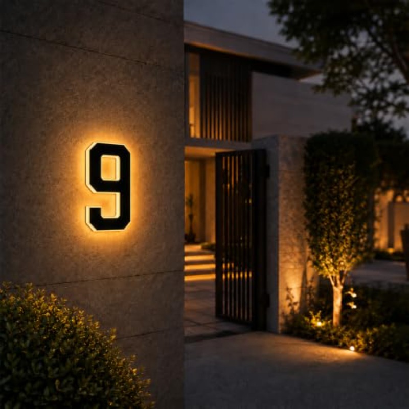 Decor Lighting Address - 太陽光発電 LED ハウスナンバーライト防水アドレスドアプレートライトセンサーモダン屋外庭壁家の装飾用