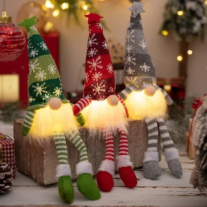 Pendant Lighting Christmas Decor - クリスマス顔のない人形ノームオーナメント LEDライトぬいぐるみ編み物工芸品ツリーペンダントクリスマスデコレーションホームキッズギフト用
