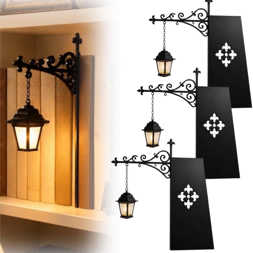 Lighting Decorative - ライブラリーランタン装飾本棚照明レトロライブラリーランタン本棚ランプ多機能暖かいLED常夜灯飾り