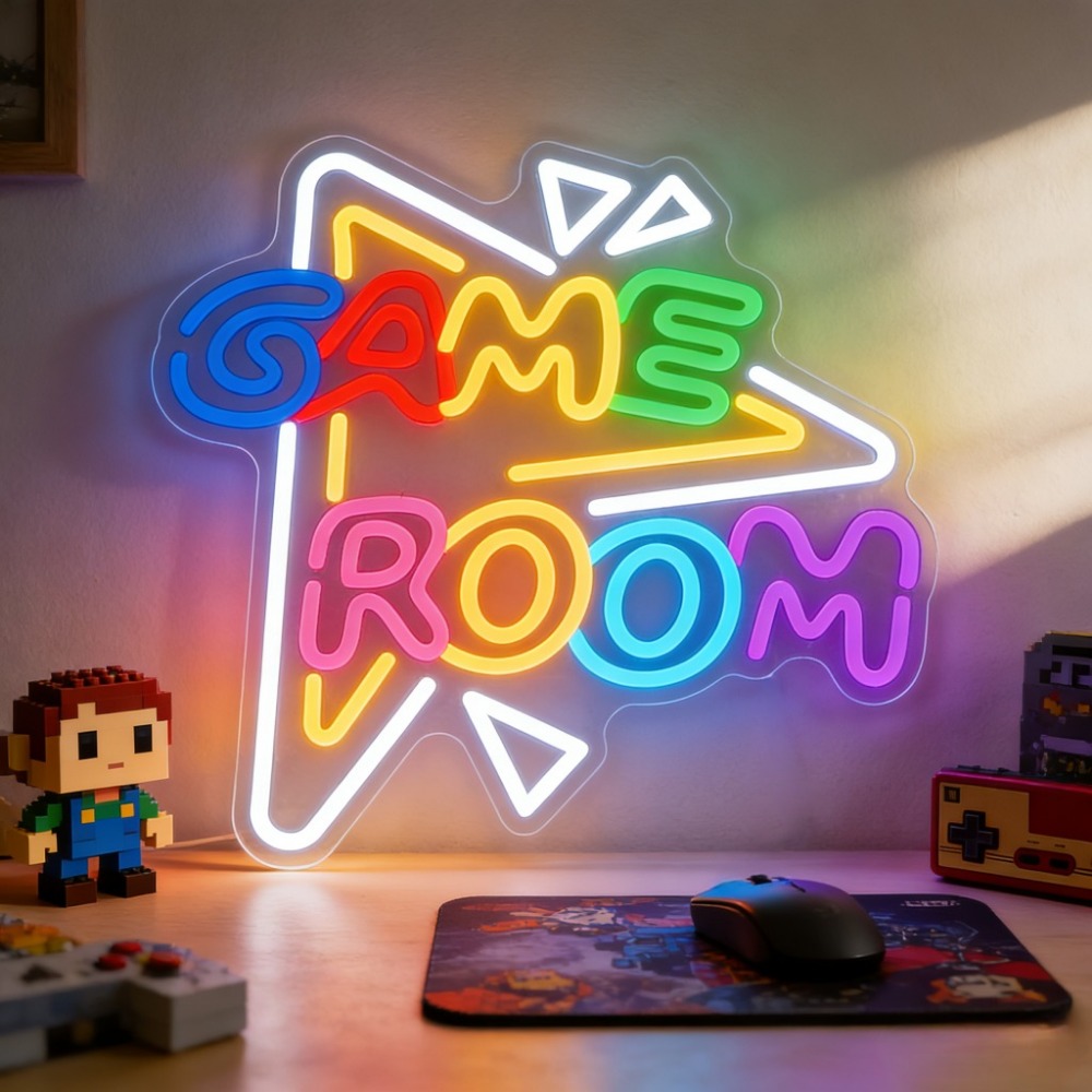 Outdoor Lighting Decor Ideas - ゲームルームLEDネオンサイン調光可能USBネオンライト、ゲーミングセットアップ、ストリーミングルーム、寝室、パーティー、壁飾り、クールなゲーマーギフトアイデア