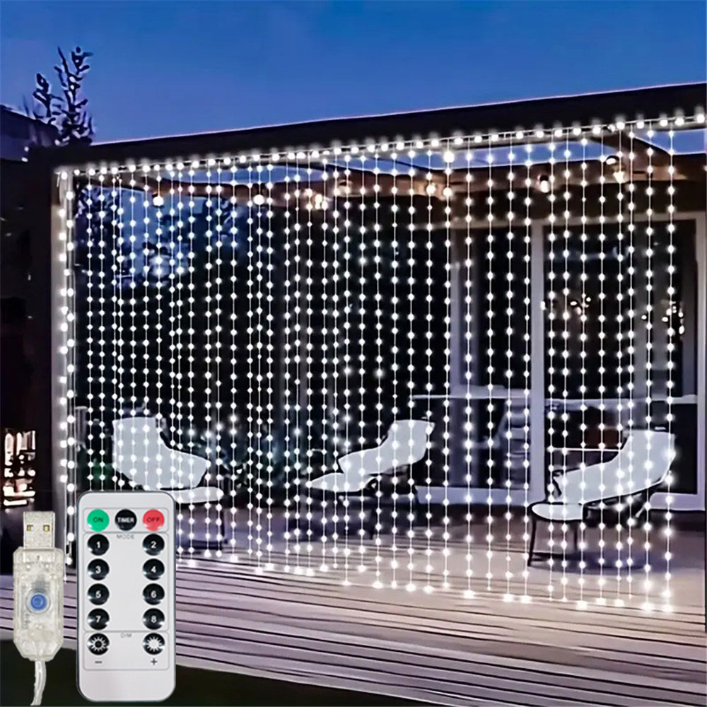 Lighting Decor For Diwali - 3/6M USB LED カーテン 8 モードリモコンライトホリデーウェディングガーランド寝室リビングルームの装飾クリスマス装飾