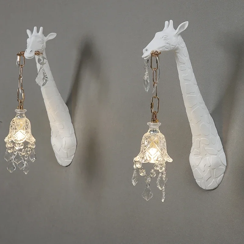 Foyer Lighting Wall Decor - 北欧新樹脂キリン LED ウォールライト寝室のベッドヘッド廊下研究ランプ G9 電球ホテルのリビングルームの雰囲気の装飾照明