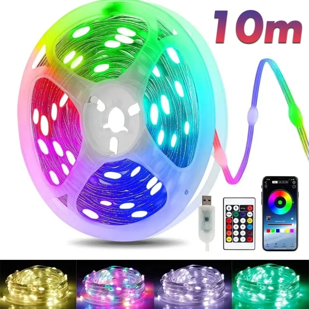Decor Lighting Address - アドレス指定可能なRGBIC LEDフェアリーストリングガーランド USB 5V ブルートゥース ドリームカラー照明