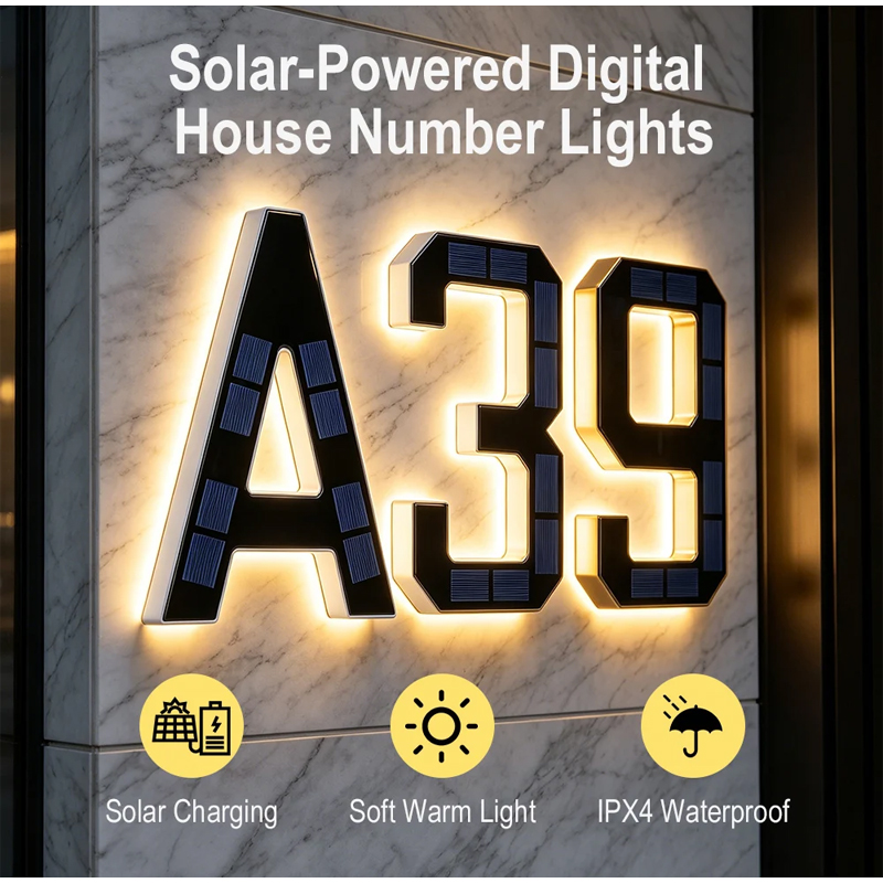 モダンなソーラーハウスナンバーライト、防水LEDアドレスサイ - Decor Lighting Address のレビューと価格