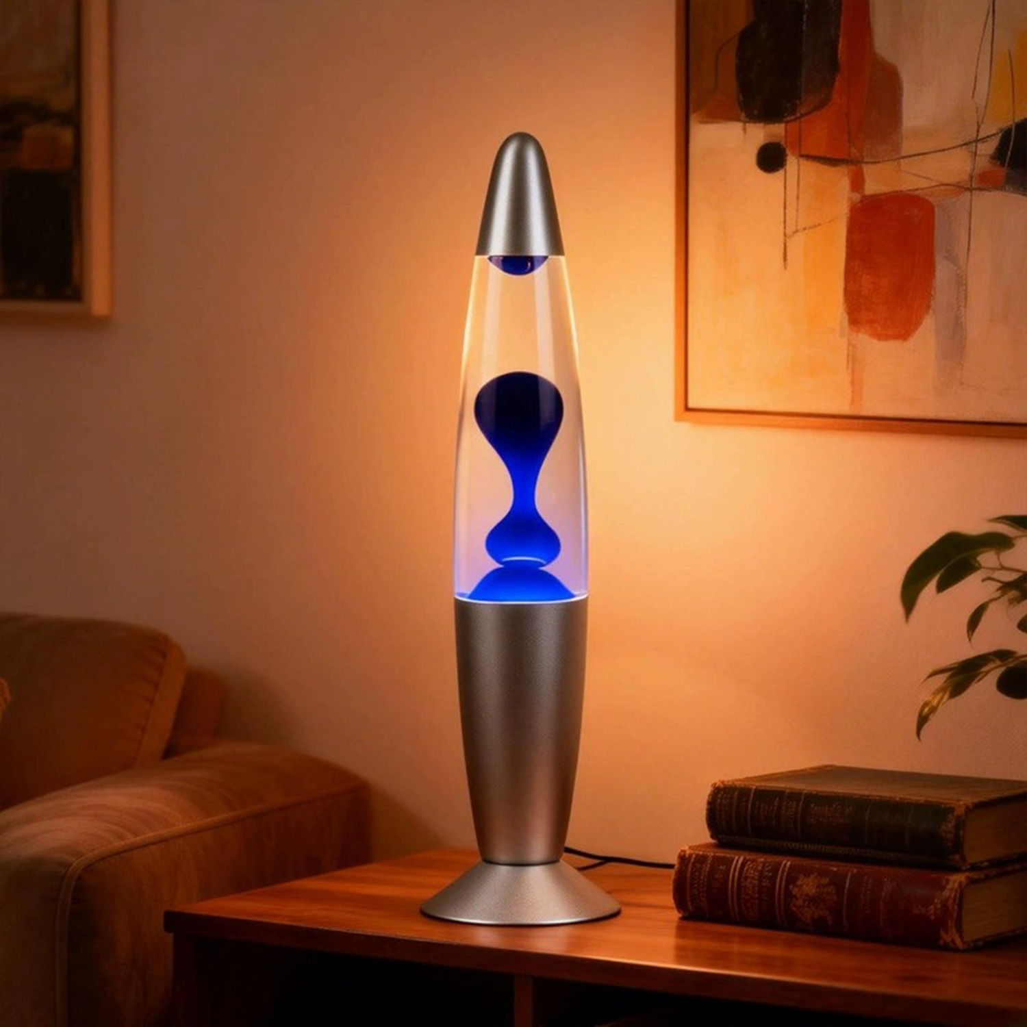 クラゲ装飾ランプ、金属製ベース、火山溶岩ワックスナイトライト - Lava Lamp Desktop のレビューと価格
