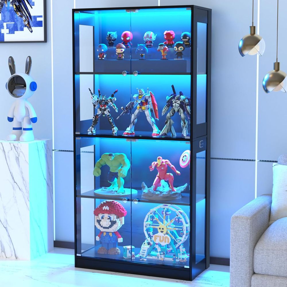 65ガラス扉ディスプレイキャビネット、センサー照明付き4段キ - Lighting & Home Decor Studio Photos のレビューと価格