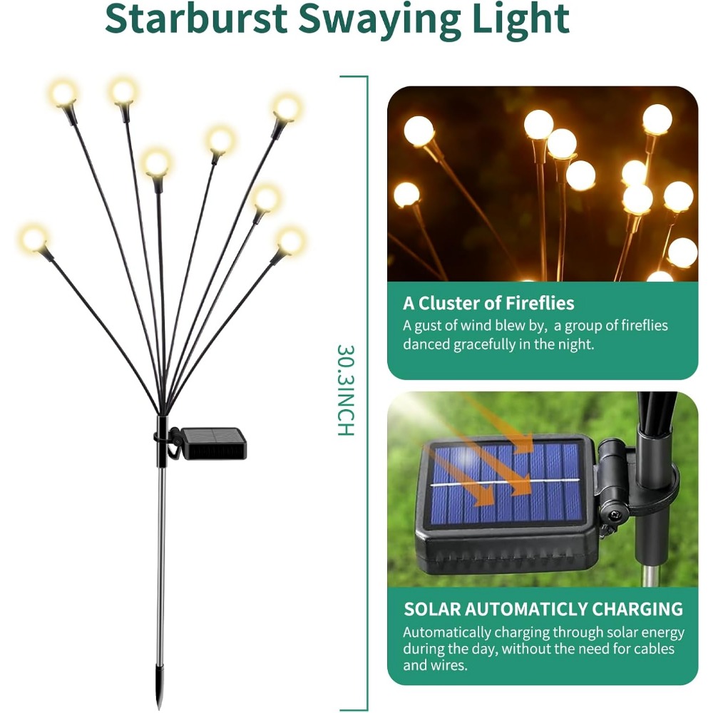 屋外防水ソーラーライト、64LED、8パック、庭やパティオの - Outdoor Lighting Decor Ideas のレビューと価格