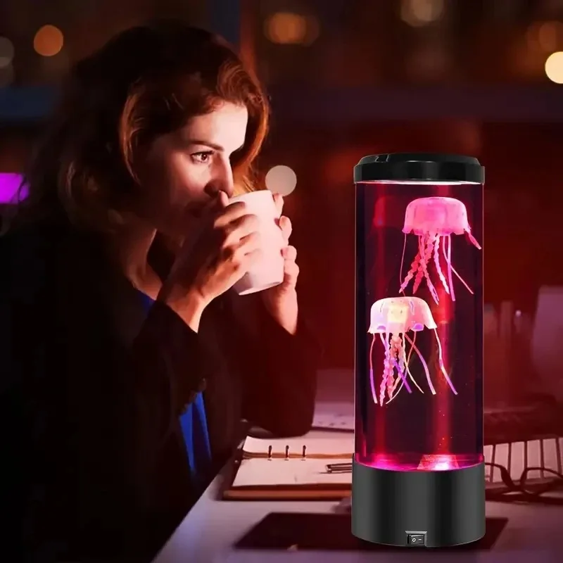 クラゲ溶岩ランプ水族館オーシャンナイトライト 7 色 LED - Lava Lamp Desktop のレビューと価格