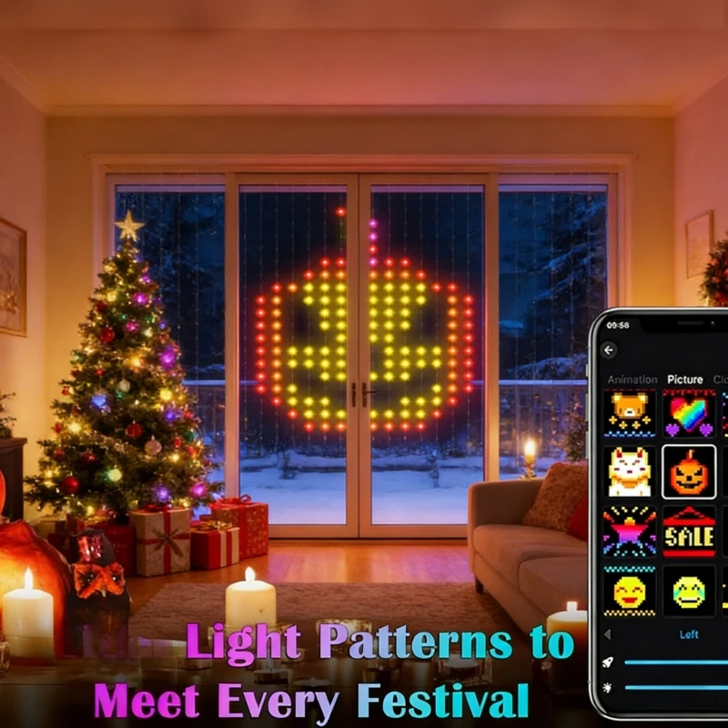 スマート400LEDカーテンライト、音楽同期DIYフェアリー - Lighting Decoration For Wedding のレビューと価格