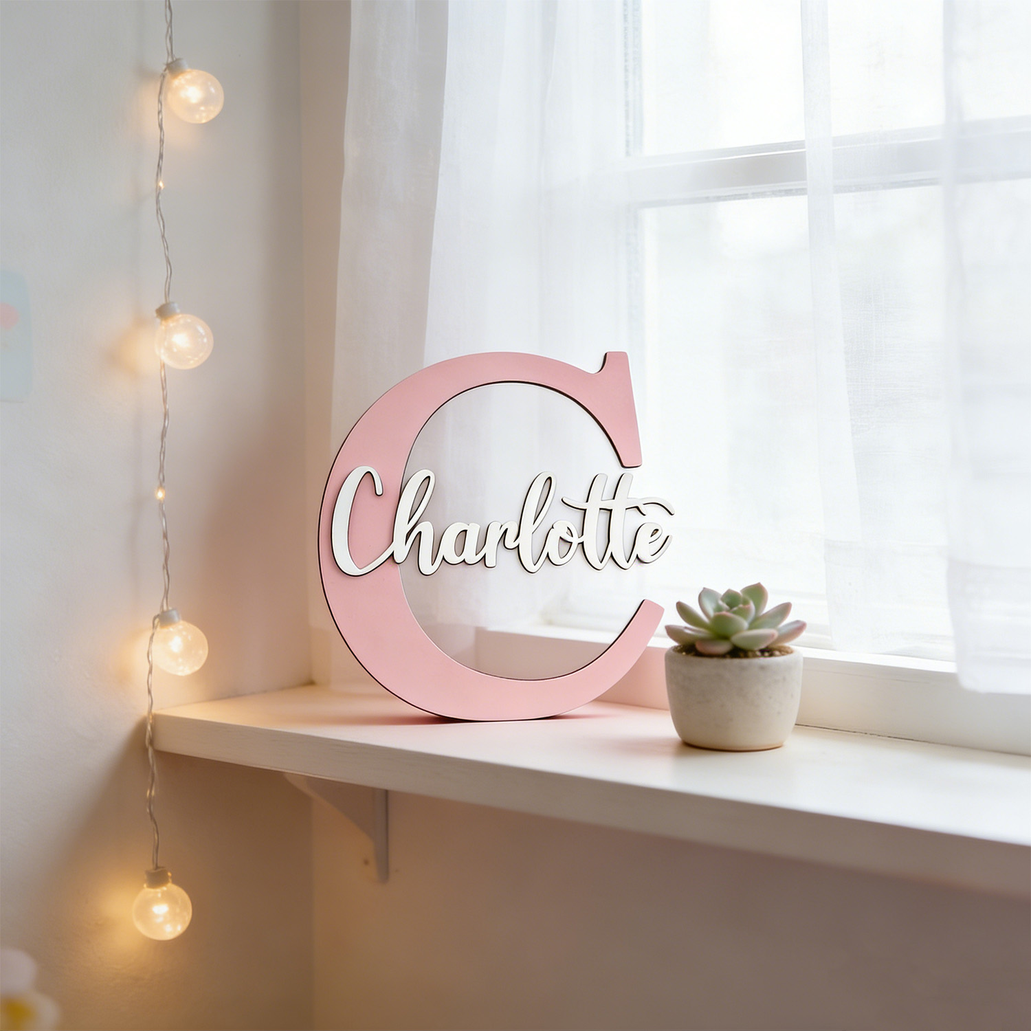 1個入り カスタム2層ライトパープルイニシャルレター木製ネー - Lighting Decoration For Wedding のレビューと価格
