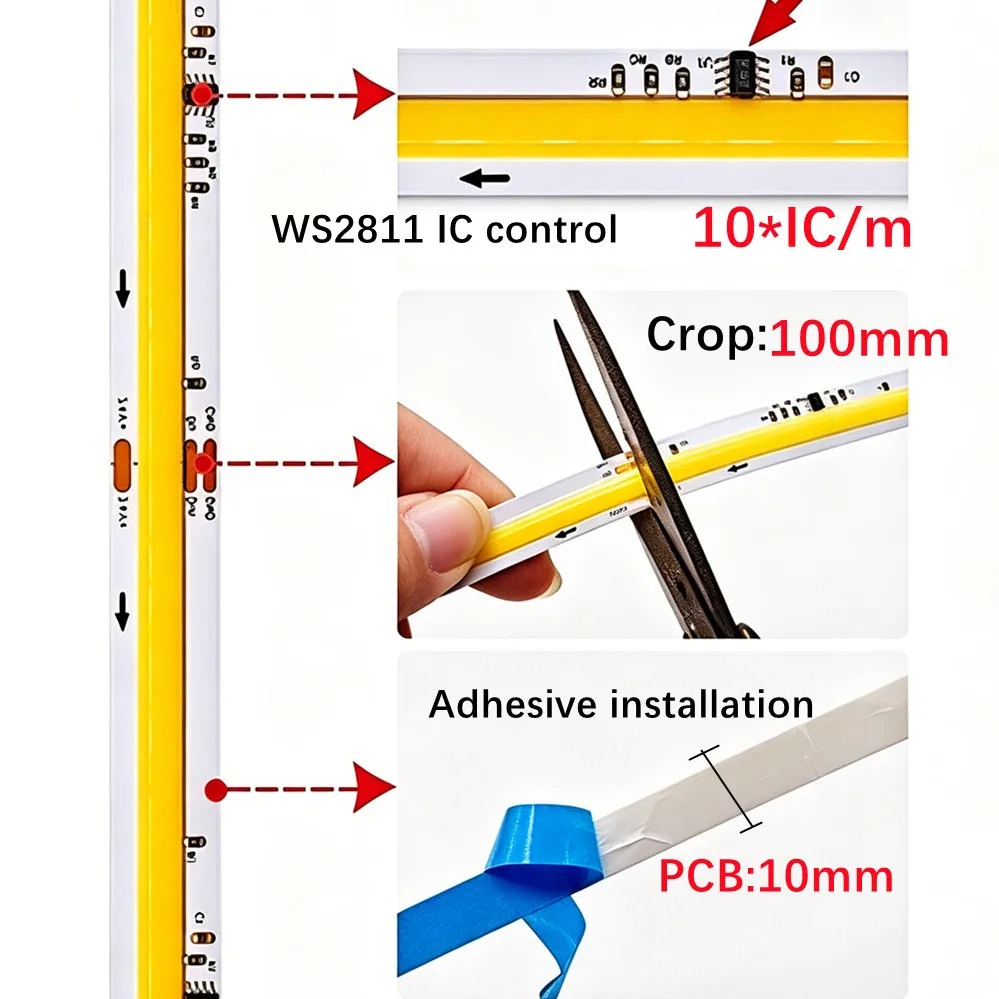 DC24V WS2811 COB LEDストリップ アドレス - Decor Lighting Address のレビューと価格
