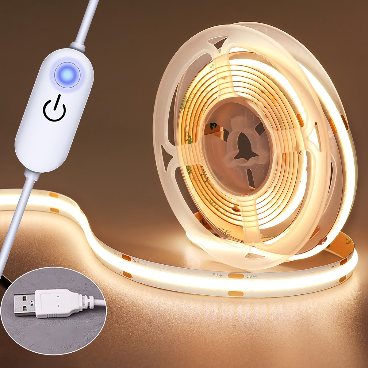 5V USB COB LEDストリップ、スマートタッチ調光機 - Lighting Decor For Diwali のレビューと価格