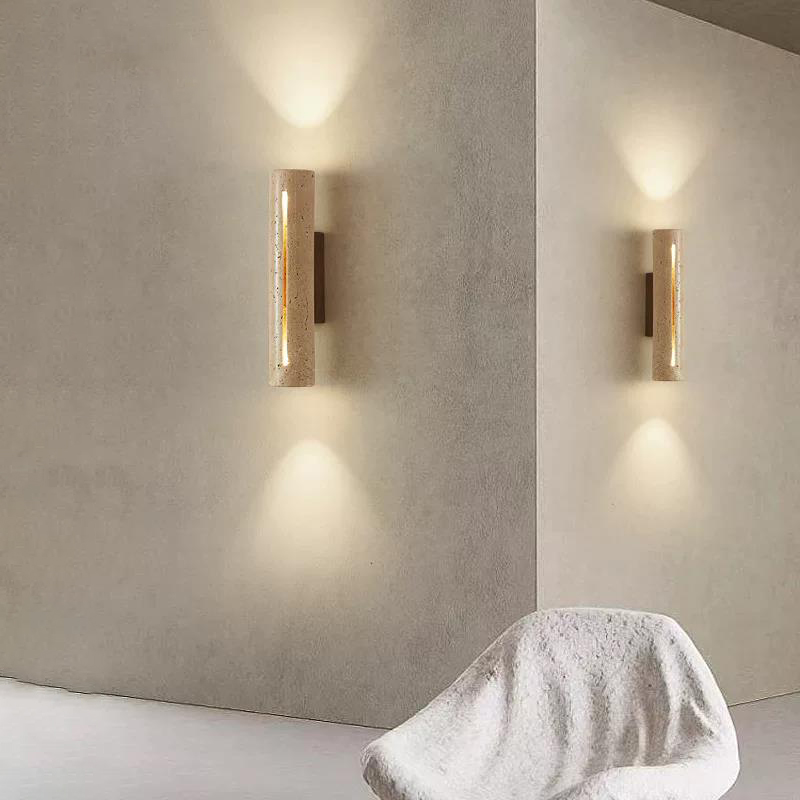 黄色のトラバーチン壁掛けライトストーンウッドウォールスコンス - Decor Lighting Cy のレビューと価格