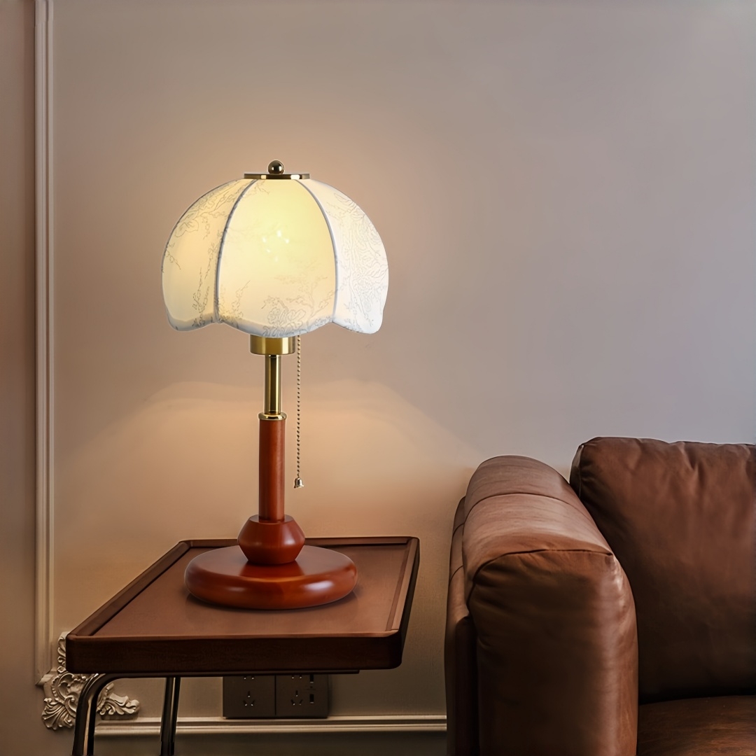 ヴィンテージスカラップドームテーブルランプ寝室ナイトスタンド - Lighting Decor For Room のレビューと価格