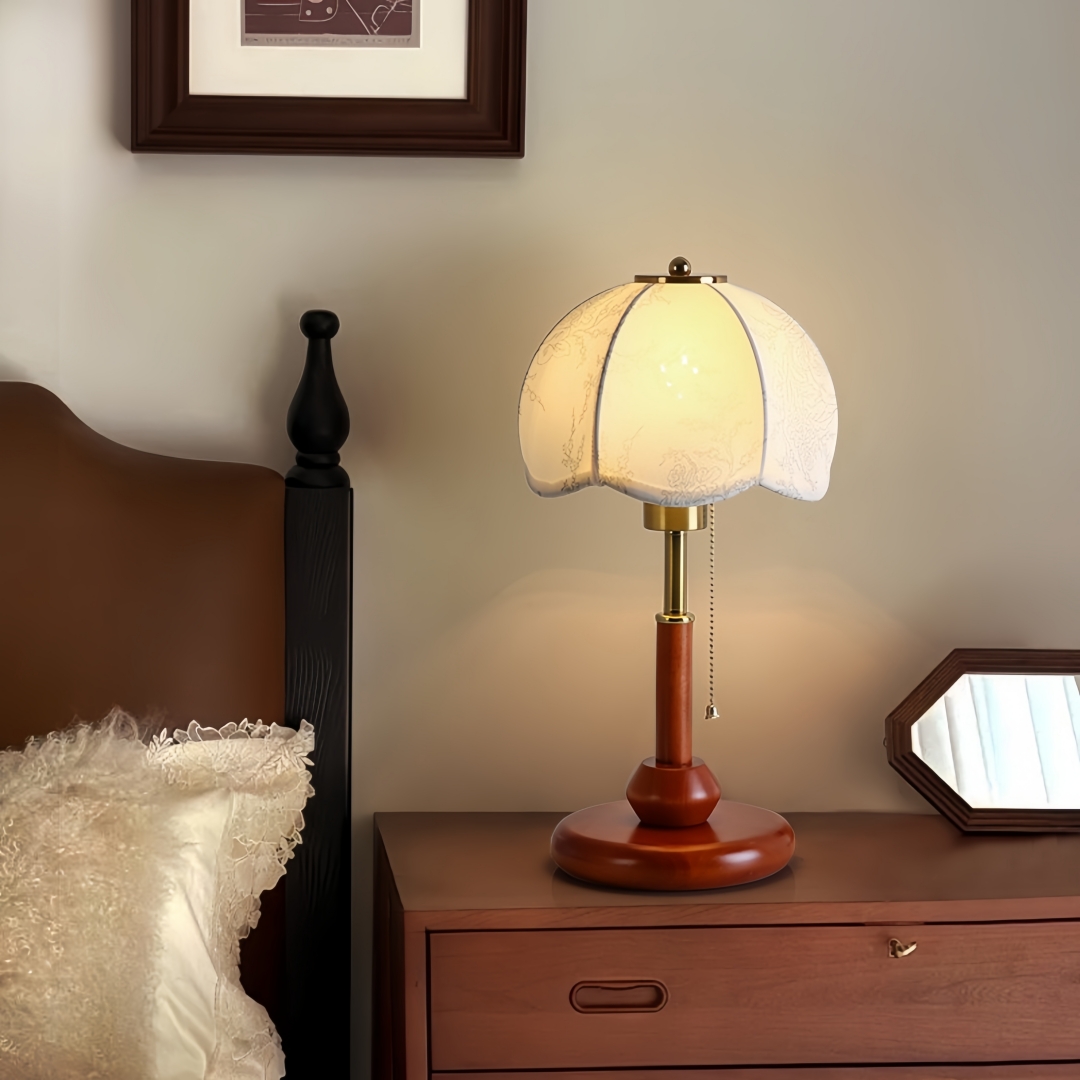 ヴィンテージスカラップドームテーブルランプ寝室ナイトスタンド - Lighting Decor For Room のレビューと価格