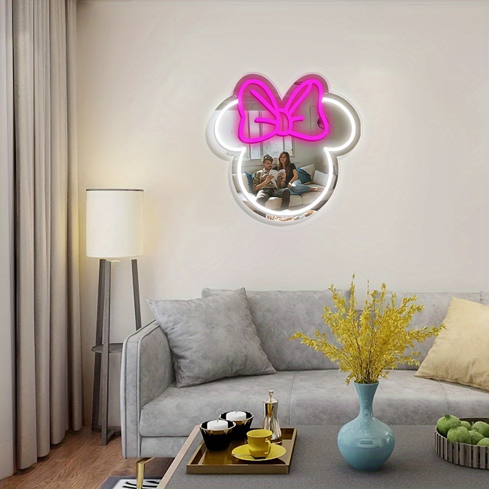ディズニー ミニーマウス LED ネオンサイン ピンクのリボ - Lighting Decor For Diwali のレビューと価格