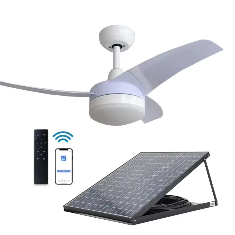 42インチソーラー天井扇風機、LEDライト付き、非電動、アプ - Homestead Lighting & Decor Oconomowoc のレビューと価格