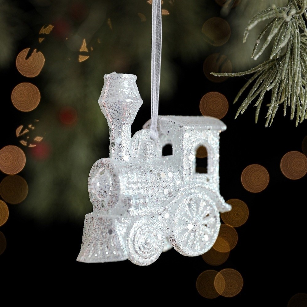 グリッタープラスチックホワイトクリスマスオーナメント透明スノ - Pendant Lighting Christmas Decor のレビューと価格