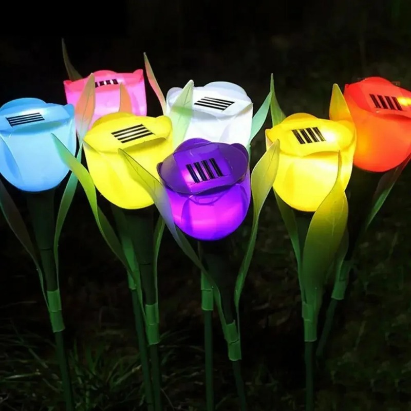 ソーラー LED ライト屋外チューリップローズフラワーランプ - Lighting Decorative のレビューと価格