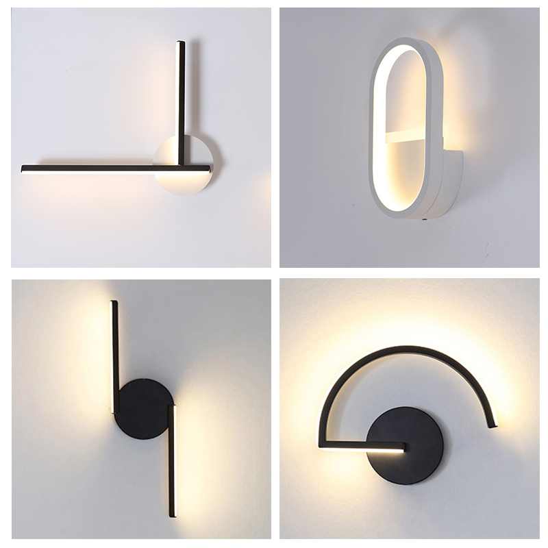 モダンな北欧LEDウォールランプ、ミニマリストブラック幾何学 - Lighting Decorative のレビューと価格