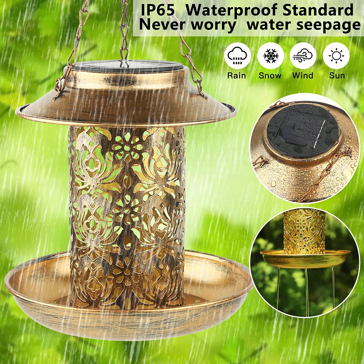 ソーラーバードフィーダー メタル屋外吊り下げバードハウス ラ - Outdoor Lighting Decor Ideas のレビューと価格