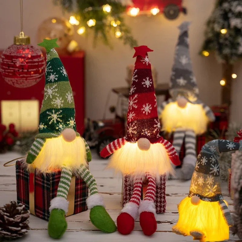 クリスマス顔のない人形ノームオーナメント LEDライトぬいぐ - Pendant Lighting Christmas Decor のレビューと価格