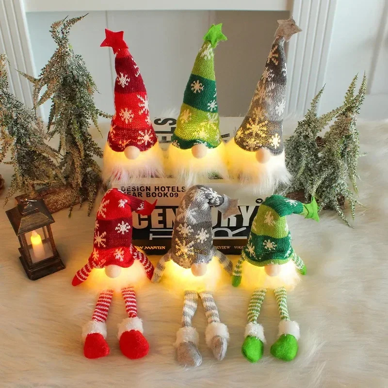 クリスマス顔のない人形ノームオーナメント LEDライトぬいぐ - Pendant Lighting Christmas Decor のレビューと価格