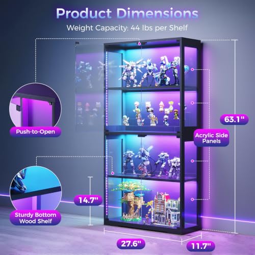 ガラス扉とRGB LEDライト付きディスプレイケース、ガラス - Lighting & Home Decor Studio Photos のレビューと価格
