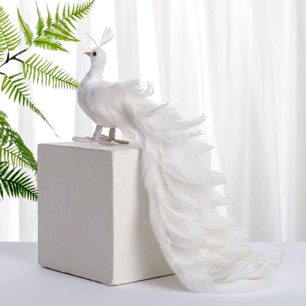 クリスマスツリーの装飾用のシミュレーションホワイトピーコック - Pendant Lighting Christmas Decor のレビューと価格