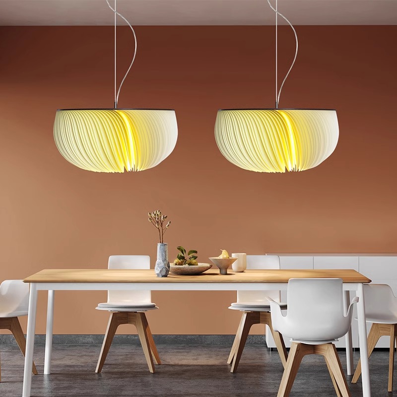 ミニマリストプリーツペンダントライトパーシモンシェードハンギ - Restaurant Lighting Decoration のレビューと価格