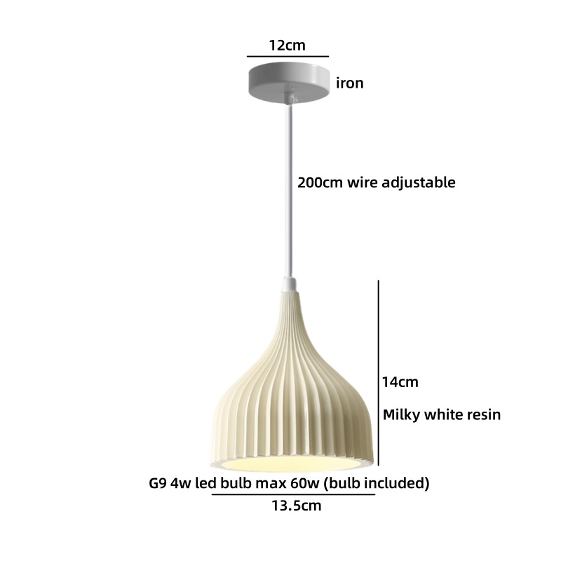 IWHD 乳白色樹脂 LED ペンダントライトキッチン寝室リ - Restaurant Lighting Decoration のレビューと価格
