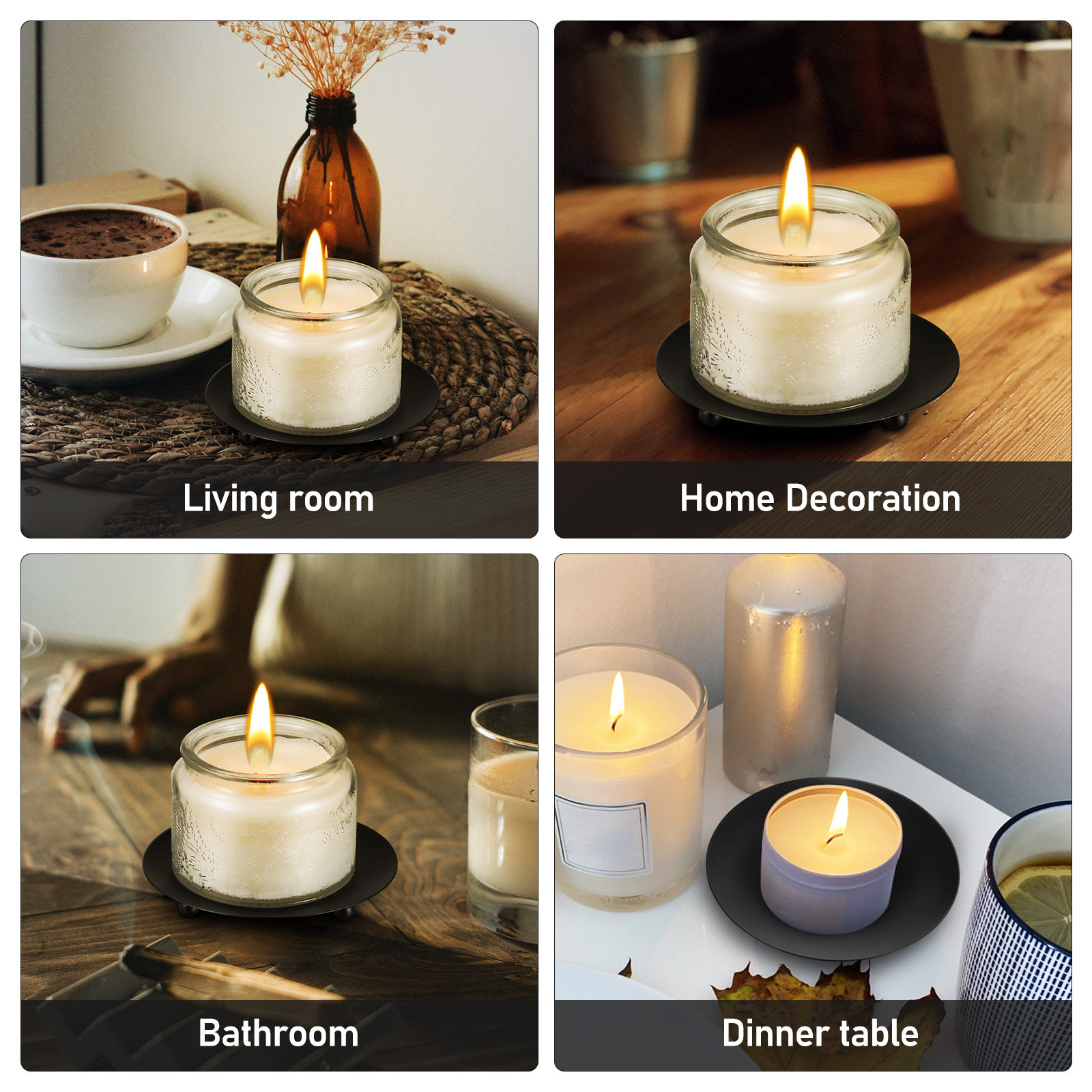 4個入り鉄製ホルダー ミニマリストラウンドプレート ティーラ - Lighting Decoration Stand のレビューと価格
