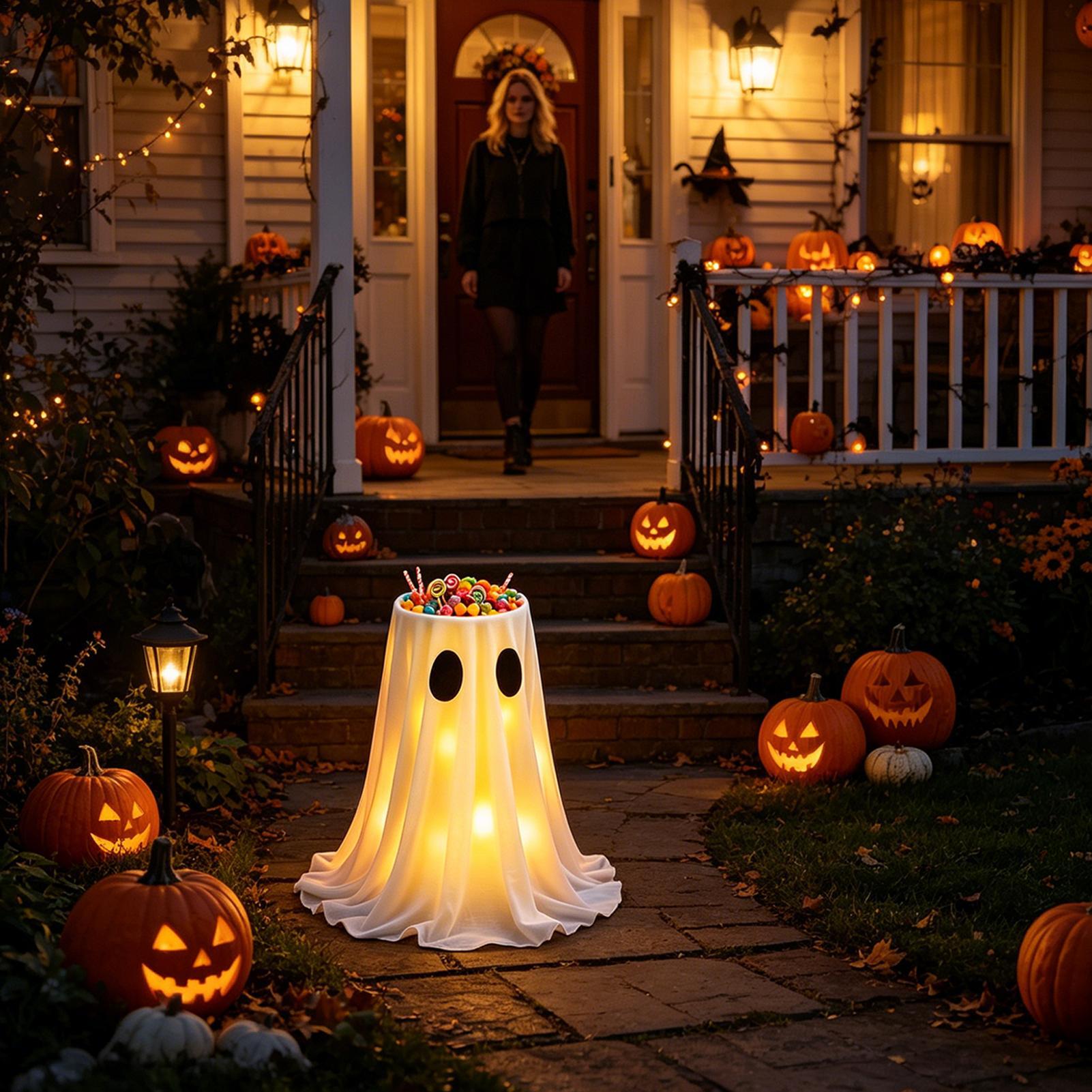 ハロウィンゴーストデコレーション屋外不気味な8モードLEDラ - Lighting Decoration Stand のレビューと価格