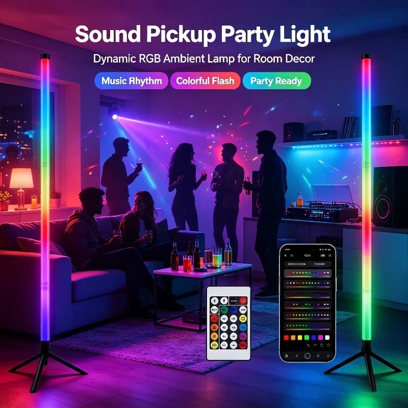 2個セット 120CM RGBフロアランプ、音に反応するLE - Lighting Decor For Room のレビューと価格