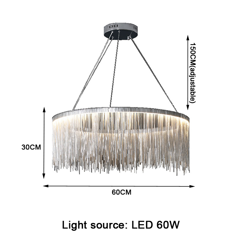 シルバー高級 LED シャンデリアクリエイティブタッセルハン - Restaurant Lighting Decoration のレビューと価格