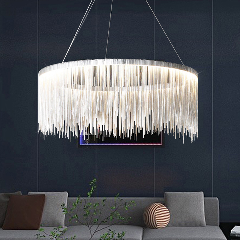 シルバー高級 LED シャンデリアクリエイティブタッセルハン - Restaurant Lighting Decoration のレビューと価格