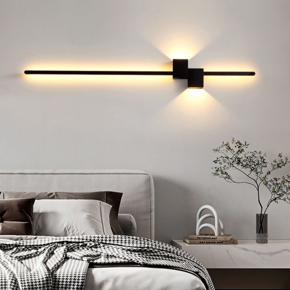 モダンな黒のロングストリップウォールライト、寝室のベッドサイ - Foyer Lighting Wall Decor のレビューと価格